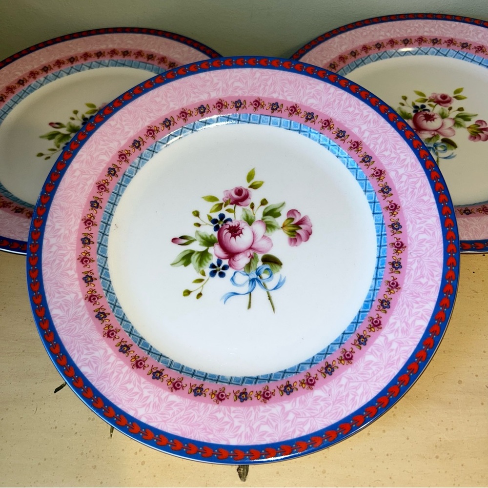Katie Alice Blue Pink White Floral Country Garden Tea party Dinner Plate